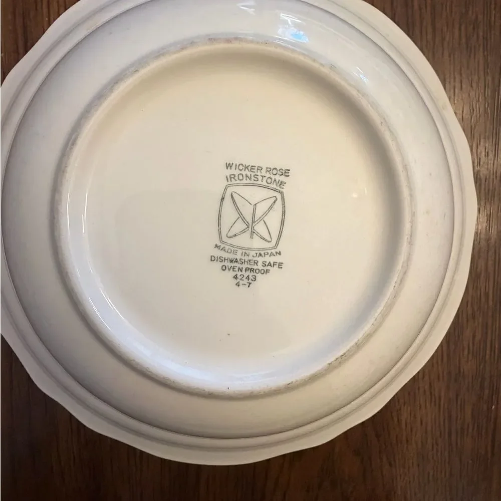 Wicker Rose Ironstone MCM made in Japan Cottagecore floral serving dish. Vintage